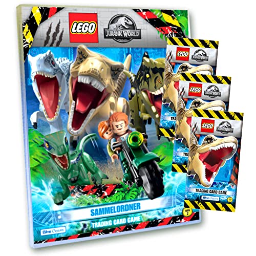 Lego Jurassic World Serie 2 Karten - Trading Cards - 1 Sammelmappe + 3 Booster Sammelkarten Bundle + 10 Originale Hüllen von Blue Ocean / STRONCARD