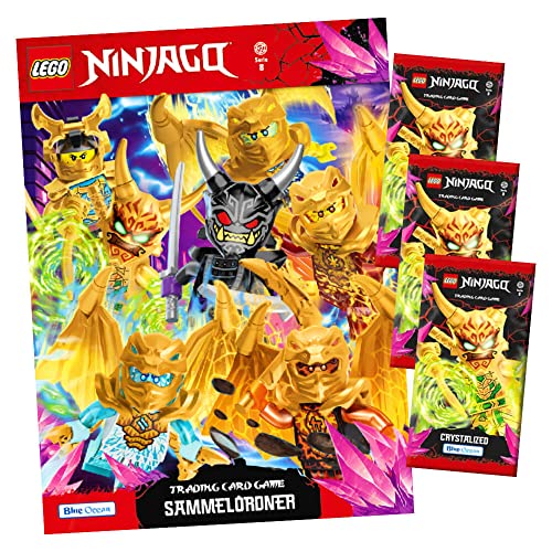 Lego Ninjago Karten Trading Cards Serie 8 - CRYSTALIZED (2023) - 1 Sammelmappe + 3 Booster Sammelkarten Bundle + 10 Originale Hüllen von Blue Ocean / STRONCARD