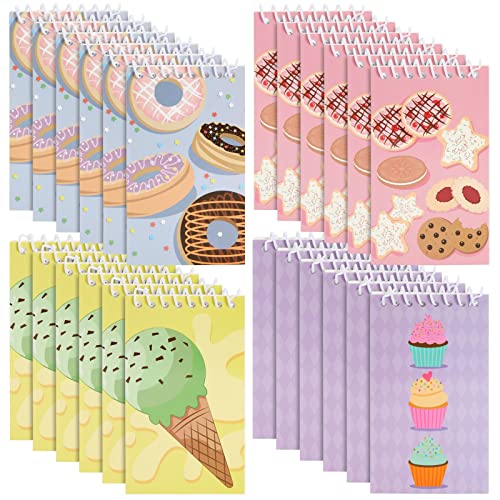 Blue Panda Spiralnotizblock (24 Stück) - 4 Motive mit Desserts wie Kekse, Cupcakes, Donuts - Liniert - Für Tagebuch, Notizen, To-Do-Listen - Mehrfarbig, 7,6 x 12,7 cm von Blue Panda