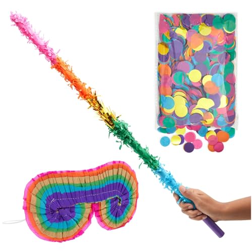 Pinata-Party-Set Inclusive Pinata-Stab, Augenbinde und Konfetti in Regenbogenfarben von Blue Panda