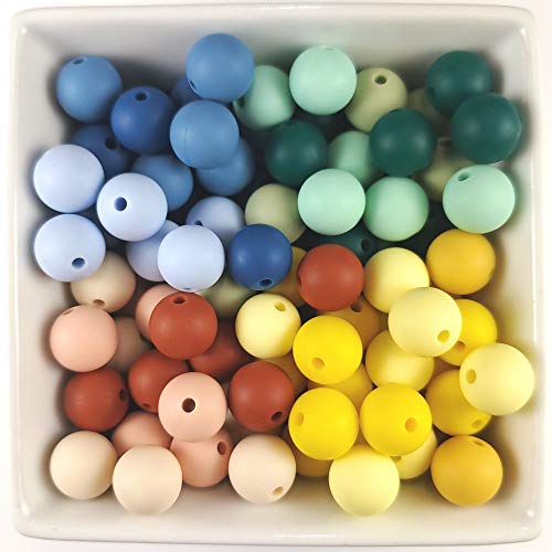 Blue Rabbit Co Silikon-Perlen für die Herstellung von Schlüsselanhängern, Halsketten, Armbändern, mittelgroß, 12 mm, 100 Stück, dreifarbig von Blue Rabbit Co