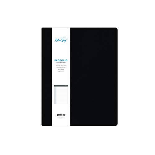 Blue Sky Professionelles Padfolio, 24,1 x 30,5 cm, strukturierter Kunstledereinband, schwarz, 21,6 x 27,9 cm Papier-Notizblock inklusive, 14714 von Blue Sky