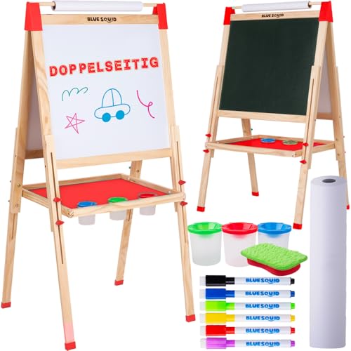 Kunst Staffelei für Kinder mit Zubehör- Doppelseitige hölzerne Tafel für Kinder mit magnetischer Kreidetafel, abwischbarem Whiteboard & Papierrolle, Kindertafel mit Kreide und Magnet 2-4 4-8 9-12 Kunst Staffelei für Kinder mit Zubehör- Doppelseitige hölzerne Tafel für Kinder mit magnetischer Kreidetafel, abwischbarem Whiteboard & Papierrolle, Kindertafel mit Kreide und Magnet 2-4 4-8 9-12 von Blue Squid