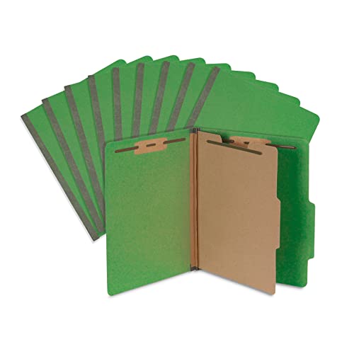 10 blaue Summit Supplies Klassifizierungsmappen, 1 Trennwand, Briefgröße, grün, langlebiges 2-Zinken-Design für die Organisation von medizinischen Akten und Büroberichten, 10 Stück von Blue Summit Supplies