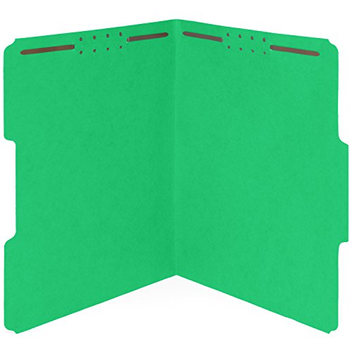 50 grüne Schnellhefter – 1/3 Schnitt verstärkt, sortierte Registerkarten langlebige 2 Zinken zur Organisation von Standard-medizinischen Akten, Kanzleimern, Büroberichten Briefgröße, grün, Stück von Blue Summit Supplies