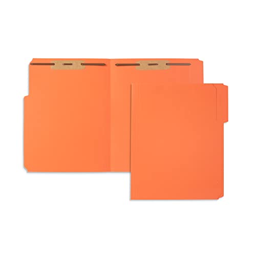 50 orange Schnellhefter – 1/3 Schnitt verstärkte Lasche haltbarer 2 Zinken gebundener Verschluss entworfen zur Organisation von Standard-medizinischen Dateien, Büroberichten Briefgröße, Orange, Stück von Blue Summit Supplies