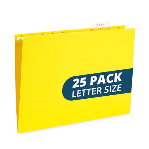 Blue Summit Supplies Hängemappen, 25 verstärkte Hängemappen, entworfen für Zuhause und Büro, farbkodierte Dateiorganisation, Briefgröße, gelb, 25 Stück von Blue Summit Supplies