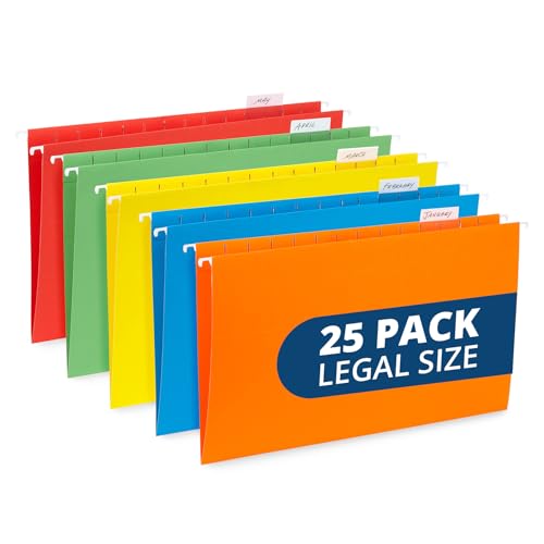 Blue Summit Supplies Hängemappen, legale Größe, 25 verstärkte Hängemappen, entworfen für Zuhause und Büro, farbkodierte Aktenordner, verschiedene Farben, 25 Stück Blue Summit Supplies Hängemappen, legale Größe, 25 verstärkte Hängemappen, entworfen für Zuhause und Büro, farbkodierte Aktenordner, verschiedene Farben, 25 Stück von Blue Summit Supplies