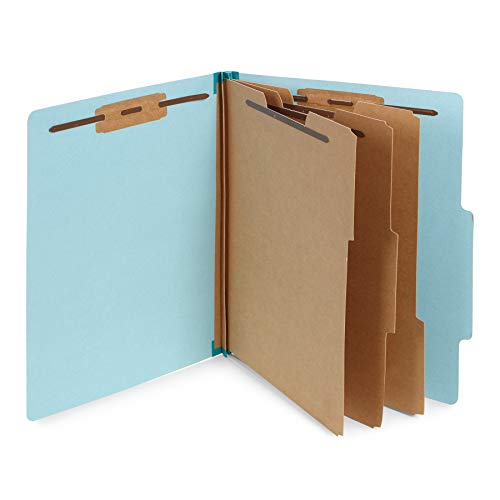 Blue Summit Supplies Hellblaue Klassifizierungsmappen, 3 Trennblätter, Briefgröße mit 5,1 cm Tyvek-Erweiterungen, 8 Abschnitte, hellblau, Klassifizierungsmappe, 10 Stück von Blue Summit Supplies