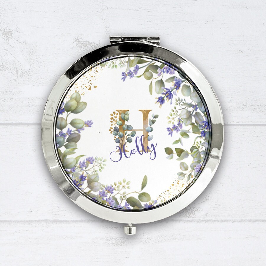 Personalisierter Kompaktspiegel - Brautjungfer Geschenk Lavendelblüten von BlueBoxGiftsAU