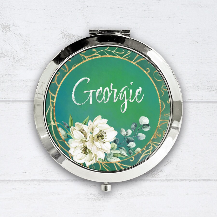 Personalisierter Kompaktspiegel - Personalisiertes Brautjungfer Geschenk Meer Von Grün von BlueBoxGiftsAU
