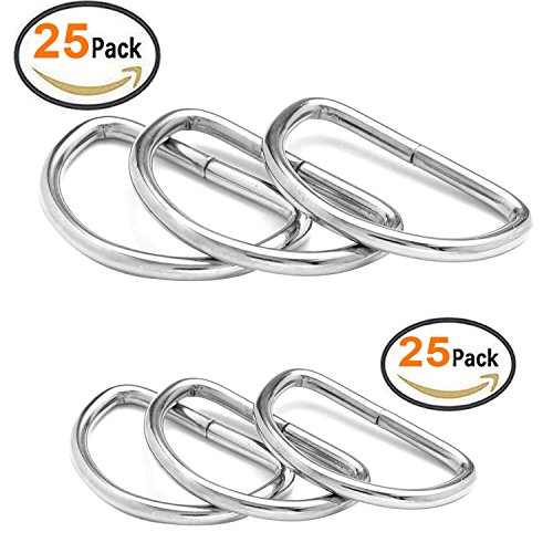 BlueXP 50 Stück Metall D-Ringe Schnallen D Ringe 20mm und 25mm Halbrundringe Vernickelt Loop Ring für Nähen Tasche oder Geldbörse Griffe Gurt Band Silber BlueXP 50 Stück Metall D-Ringe Schnallen D Ringe 20mm und 25mm Halbrundringe Vernickelt Loop Ring für Nähen Tasche oder Geldbörse Griffe Gurt Band Silber von BlueXP