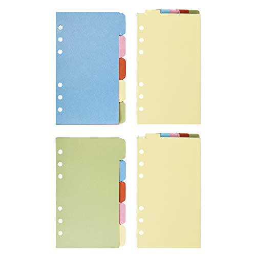 Bluecell 2 Sets vertikale Tabs & 2 Sets horizontale Tabs Papier-Trenner, Registerkarten für 6-Loch-Ringbücher, Filofax-Notizbücher, Reisetagebuch, Tagebuch, Planer (Farbe, A6) von Bluecell World