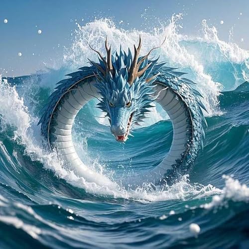 Bluehurric Stickpackungen Kreuzstich Set Vorgedruckt erwachsene anfanger Drache im Meer Kreuzstich Stickerei Starter Set DIY Stickbild Handwerk 11CT Geschenk Heimdekoration von Bluehurric