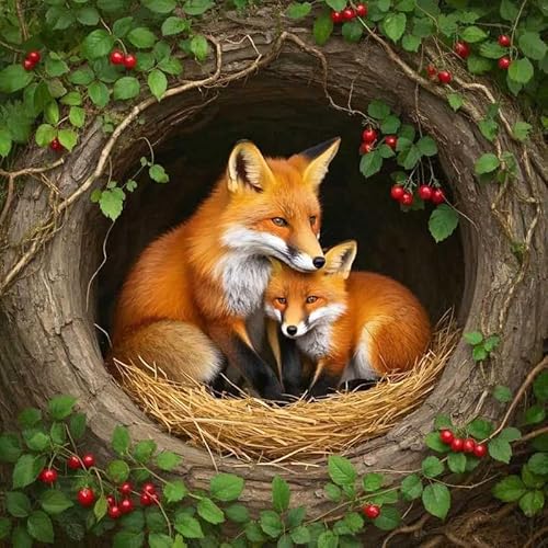 Bluehurric Stickpackungen Kreuzstich Set Vorgedruckt erwachsene anfanger Fox's Zuhause Kreuzstich Stickerei Starter Set DIY Stickbild Handwerk 11CT Geschenk Heimdekoration von Bluehurric