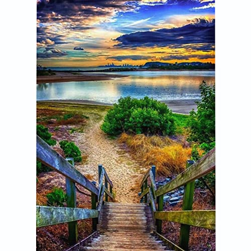 Bluehurric Stickpackungen Kreuzstich Set Vorgedruckt erwachsene anfanger Landschaft am See Kreuzstich Stickerei Starter Set DIY Stickbild Handwerk 11CT Geschenk Heimdekoration(16×20inch von Bluehurric