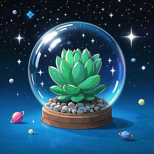 Bluehurric Stickpackungen Kreuzstich Set Vorgedruckt erwachsene anfanger Weltraum-Sukkulente Kreuzstich Stickerei Starter Set DIY Stickbild Handwerk 11CT Geschenk Heimdekoration von Bluehurric