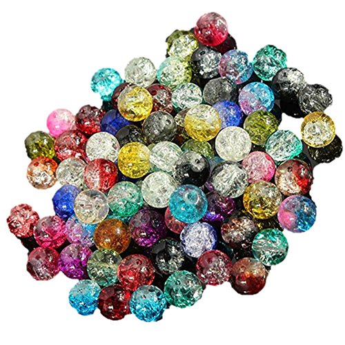 Bunt gemischte Glasperlen, Glaskristalle für Schmuckherstellung und Bastelarbeiten, 8 mm, 100 Stück von Bluelans