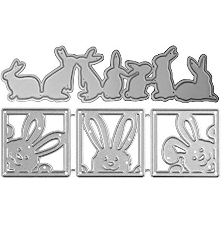 2 Stück Stanzmaschine Stanzschablone, Ostern Hase Scrapbooking Stanzschablonen Stanzformen Prägeschablonen Papier Handwerk Deko Festival Karten Geschenk (Silber) (Silber) von Bluelanss