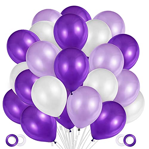 100 Stück Luftballons Lila Weiß Pink,Helium Luftballons Lila Weiß, Perle Latex Ballons Helium für Hochzeit Geburtstag und Mädchen Taufe Kommunion Party Deko von Bluelves