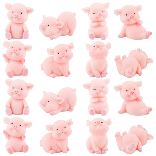16 Stück Glücksschweinchen Figuren rosa, Glücksbringer Mini Schweine Deko,Schweinchen Miniatur Ornamente, Glücksbringer Silvester Harz Schwein Kuchen Toppers für DIY Handwerk, Silvester Party Set 16 Stück Glücksschweinchen Figuren rosa, Glücksbringer Mini Schweine Deko,Schweinchen Miniatur Ornamente, Glücksbringer Silvester Harz Schwein Kuchen Toppers für DIY Handwerk, Silvester Party Set von Bluelves