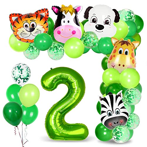 Dschungel Geburtstag Dekoration 2 jahr, 2. Geburtstag Junge, Geburtstagsdeko Jungen 2 jahre, Luftballons Geburtstag 2, für Junge Mädchen Kindergarten Safari Party Dekoration von Bluelves