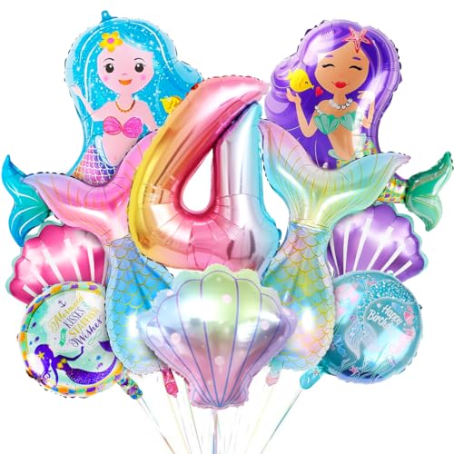 4. Geburtstag Mädchen Meerjungfrau Deko, XXL Folienballon Mermaid, Luftballons 4 Jahre Mädchen Geburtstagsdeko, Meerjungfrau Themen Ballons für 4 Jahre Mädchen Geburtstag Party 4. Geburtstag Mädchen Meerjungfrau Deko, XXL Folienballon Mermaid, Luftballons 4 Jahre Mädchen Geburtstagsdeko, Meerjungfrau Themen Ballons für 4 Jahre Mädchen Geburtstag Party von Bluelves