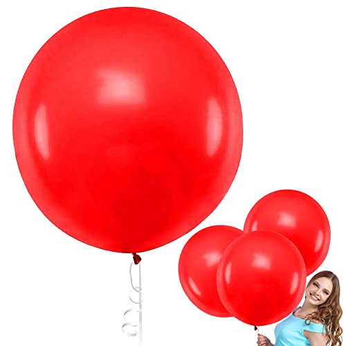 90cm Groß Ballon Rot, 6 Stück Riesen Luftballons, Grosse Runder Luftballons, XXL Luftballon Rot, Riesige Runder Luftballons, Jumbo Dicke Latex Ballon für Hochzeit Geburtstag Kommunion Karnevals Deko von Bluelves