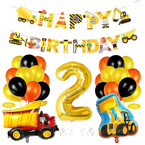 Bagger Deko Kindergeburtstag 2, Baustellen GeburtstagdekoJunge 2 Jahre, Bagger Luftballons Geburtstag, BAU Party Dekoration, Baustelle Geburtstag Deko von Bluelves