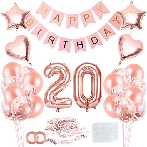 Bluelves 20 Jahre Geburtstag Frau Rosegold - Luftballon, Happy Birthday Banner, Konfetti - Geburtstagsdeko Bluelves 20 Jahre Geburtstag Frau Rosegold - Luftballon, Happy Birthday Banner, Konfetti - Geburtstagsdeko von Bluelves