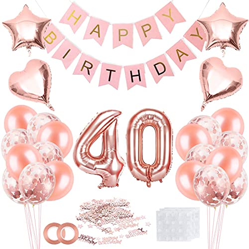 40 Jahre Geburtstag Frau, 40 Geburtstag Frauen Rosegold, Luftballon 40 Geburtstag Frau, Geburtstagsdeko 40 Happy Birthday Banner, Konfetti 40. Geburtstag, Geburtstagsdeko Rosegold von Bluelves