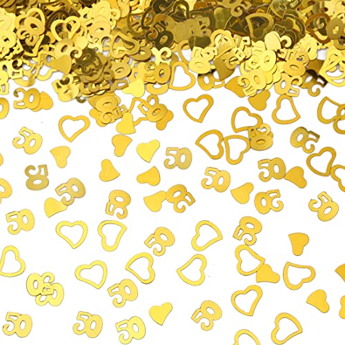 Bluelves 50. Geburtstag Jubiläum Konfetti Goldene,30g Konfetti Geburtstag Deko, Zahlenconfetti Tischdeko Goldene Hochzeit Streudeko, 50. Party Glitter Confetti Tischkonfetti für Frau Mann（Gold） von Bluelves