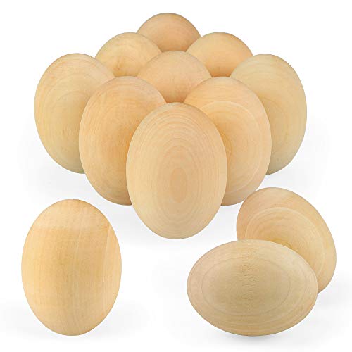 Bluelves Ostereier Holz, 12 Stück holzeier, Holz-Eier zum Aufhängen, ca. 4 cm, Ostereier Deko,Buchenholz Holzeier zum Bemalen von Bluelves