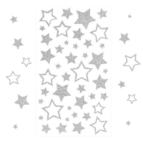 Bluelves Weihnachts Sticker,10pcs Silber Stern Stickers,Selbstklebende Weihnachtsdeko,Glitzer Silber Weinachten Sterne Aufkleber für Weihnachtliche Bastelarbeiten und Deko Geschenk von Bluelves