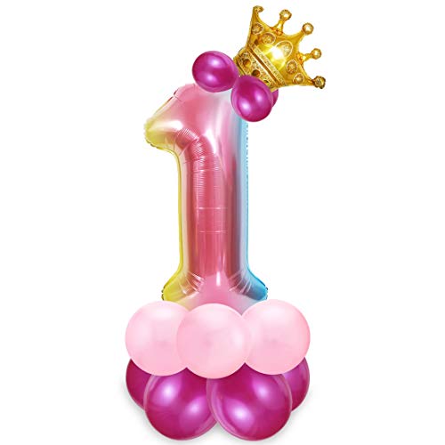 Zahlen Luftballon Rosa, Riesige Folienballon 1, Zahl Luftballon Deco 1. Geburtstag, Bunt Folienzahlen Ballons, Ballon 1 Jahre Mädchen, Helium Zahlenballon für Party, Birthday, Dekoration von Bluelves