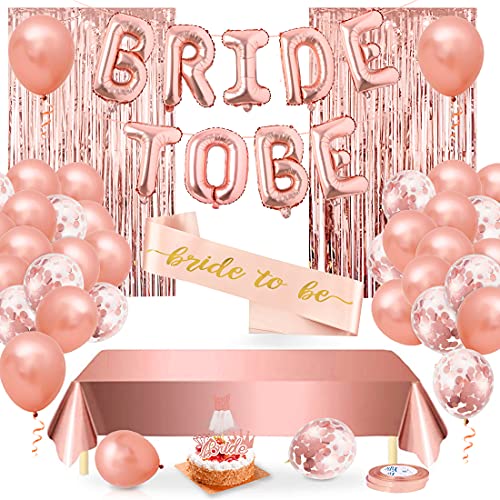 Bride to Be Deko, JGA Deko Frauen, Bride to Be Ballons, JGA Luftballons, Bride to Be Girlande, mit JGA Schärpe Tischdeko Rosegold für Junggesellenabschied Frauen, Bachelorette Party von Bluelves