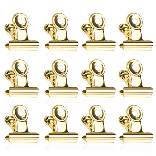 Bulldogge Büroklammern, 50 Stück Binder Clips, 22mm Gold Scharnier Clips, Multi-function Papier Clips für Fotos, Büros, Küche zu Hause (Gold) von Bluelves