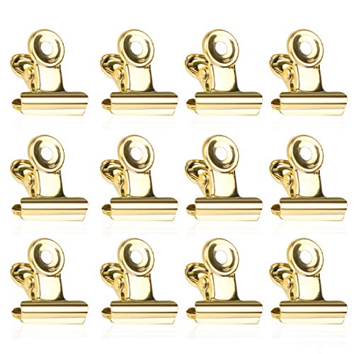 Bulldogge Büroklammern, 50 Stück Binder Clips, 22mm Gold Scharnier Clips, Multi-function Papier Clips für Fotos, Büros, Küche zu Hause (Gold) von Bluelves