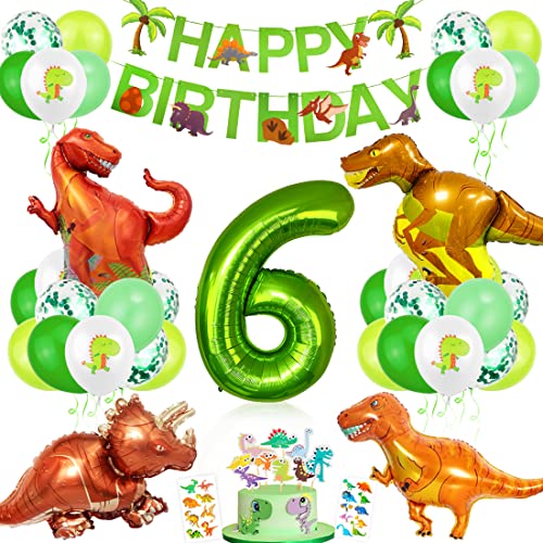 Dino Geburtstag Deko 6 Jahre, XXL Dino Luftballons Geburtstag 6, Geburtstagsdeko Jungen 6 Jahre Dinosaurier, Folienballon 6 Dino Ballons Grün für Kindergeburtstag Dinosaurier Partyset Dekoration Dino Geburtstag Deko 6 Jahre, XXL Dino Luftballons Geburtstag 6, Geburtstagsdeko Jungen 6 Jahre Dinosaurier, Folienballon 6 Dino Ballons Grün für Kindergeburtstag Dinosaurier Partyset Dekoration von Bluelves