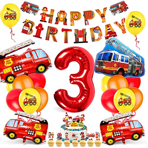 Bluelves Feuerwehrauto 3. Geburtstag Luftballon, Kindergeburtstag Deko, Junge Feuerwehrmann Dekoration, Folienballon Bluelves Feuerwehrauto 3. Geburtstag Luftballon, Kindergeburtstag Deko, Junge Feuerwehrmann Dekoration, Folienballon von Bluelves