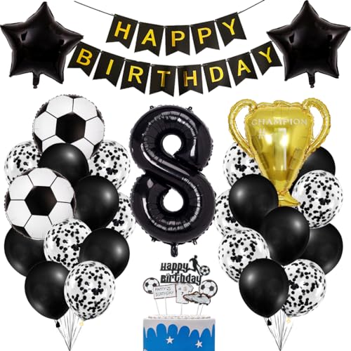 Fussball Luftballon 8 Geburtstag Jungen, Fußball Deko Schwarze Gold 8. Geburtstag Kinder, Fussball Ballon Geburtstagsdeko 8 Jahre Junge, Fussball Party Deko Kindergeburtstag Tortenaufleger Fussball Luftballon 8 Geburtstag Jungen, Fußball Deko Schwarze Gold 8. Geburtstag Kinder, Fussball Ballon Geburtstagsdeko 8 Jahre Junge, Fussball Party Deko Kindergeburtstag Tortenaufleger von Bluelves