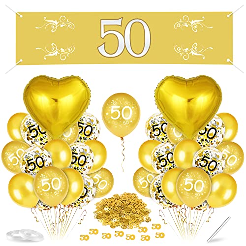 Goldene Hochzeit Luftballon, Gold 50. Hochzeitstag Luftballons, 50 Ballons Hochzeit, 50 Gold Anniversary Banner, Goldene Hochzeit Deko, für Gold 50. Jubiläum Hochzeit Deko von Bluelves