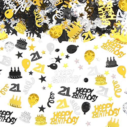 Konfetti Happy Birthday - 21. Geburtstag Deko Gold Schwarz, Tischdeko Mann, Streudeko Schwarze Luftschlangen, Glitzer für Frau und Mann Konfetti Happy Birthday - 21. Geburtstag Deko Gold Schwarz, Tischdeko Mann, Streudeko Schwarze Luftschlangen, Glitzer für Frau und Mann von Bluelves
