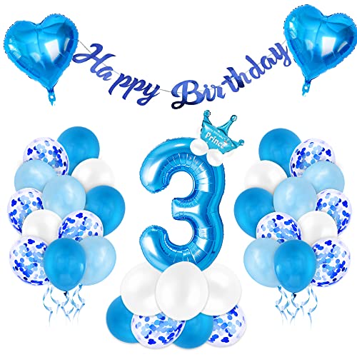 Luftballon 3 Geburtstag Blau,3 Geburtstag Deko,Geburtstagsdeko 3 Jahr Jungen,3 Ballon Blau Deko, 3 Geburtstag Dekoration, 3Jahr Geburtstagdeko, Riesen Folienballon 3 Blau, Deko 3 Geburtstag Junge von Bluelves