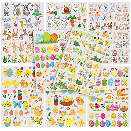 Ostereier Aufkleber, 8 Stück Oster Sticker, Osterhasen Ostereier Küken Blumen für Kinder Osterdeko, Osterdekoration von Bluelves