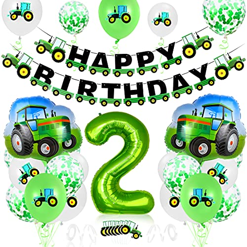 Traktor Geburtstag Geko 2 Jahre, Traktor Luftballon 2 Jahre, Geburtstagsdeko 2 Jahre Junge, Deko 2. Geburtstag Junge Trecker, Traktor Ballons für Kindergeburtstag Party Deko von Bluelves