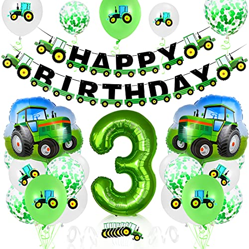 Traktor Geburtstag Geko 3 Jahre, Traktor Luftballon 3 Jahre, Geburtstagsdeko 3 Jahre Junge, Deko 3. Geburtstag Junge Trecker, Traktor Ballons für Kindergeburtstag Party Deko von Bluelves