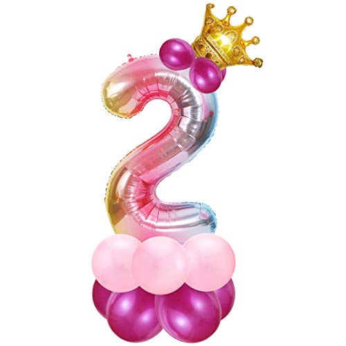 Zahlen Luftballon Rosa, Riesige Folienballon 2, Zahl Luftballon Deco 2. Geburtstag, Bunt Folienzahlen Ballons, Ballon 2 Jahre Mädchen, Helium Zahlenballon für Party, Birthday, Dekoration von Bluelves