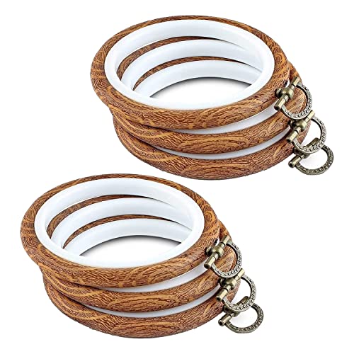 Bluerare 1 Set Rund Stickrahmen, 10 cm, mit Metallring, Holzimitat, Stickrahmen, Kreis, von Bluerare