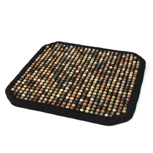 Blueshyhall Auto Sitzkissen mit Massage, 48x48x3cm Coole Atmungsaktive Rutschfest Sitzauflage Auto Vordersitze, Universalle Kissen aus Bodhi Holzperlen mit Massage Kugeln für Auto Büro Stuhl (Schwarz) von Blueshyhall